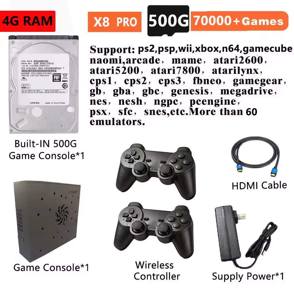 Plug & Play on TV Retro Gaming Device Loaded 70000+ Games with Two Joisticks