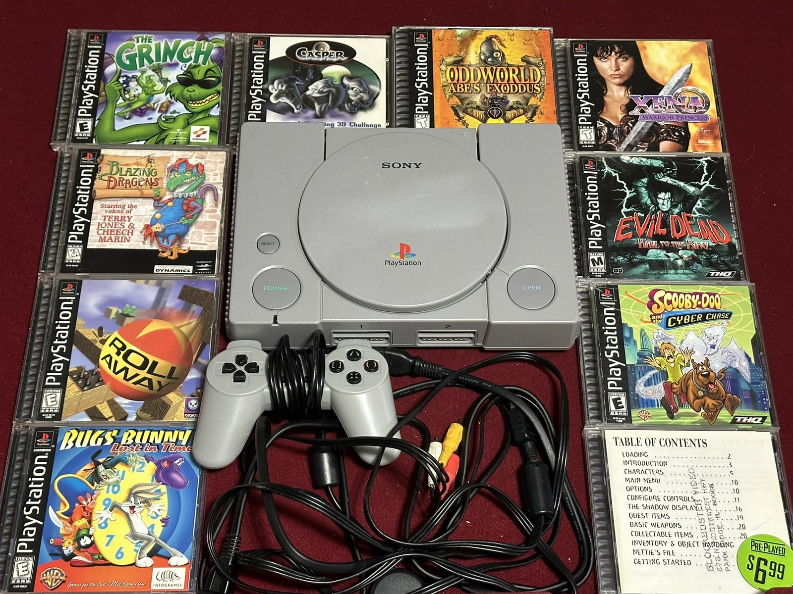 Sony PlayStation 1 PS1 Complete Console Bundle/Cables/10 Games TESTED WORKS