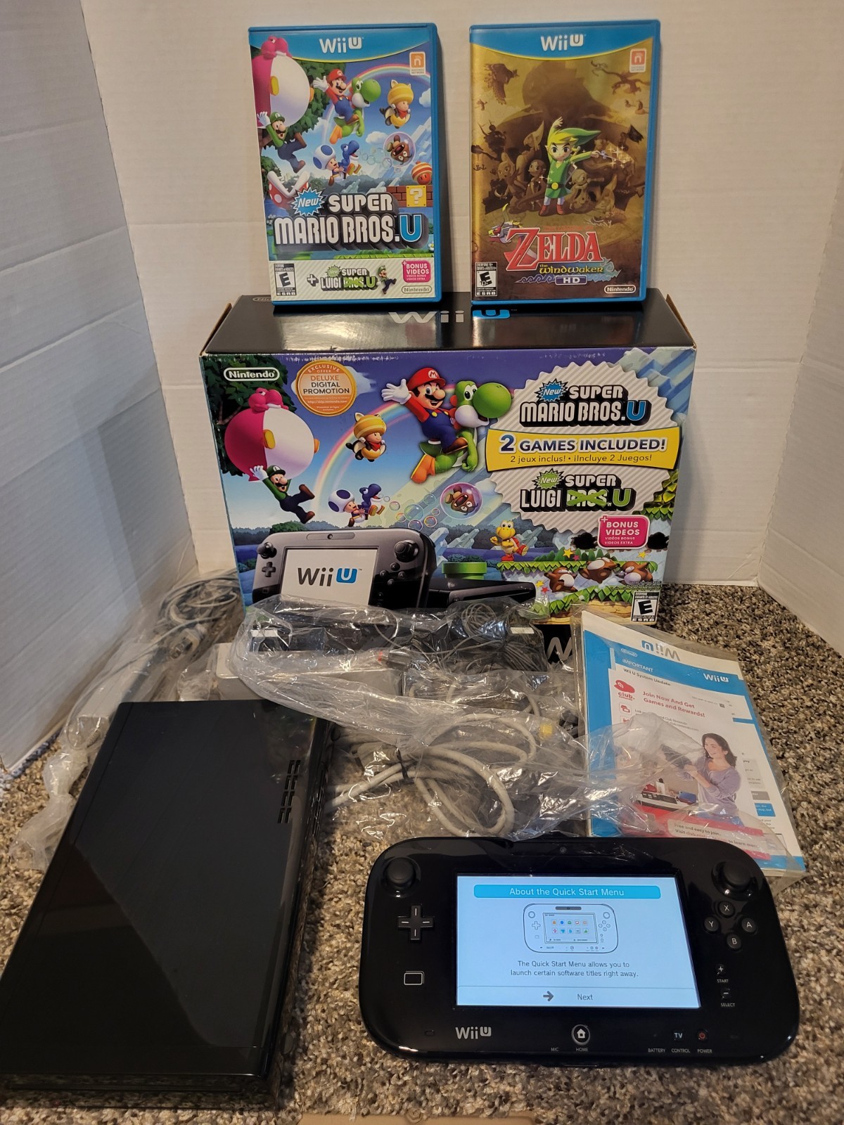 Nintendo Wii U Deluxe New Super Mario Bros. U Edition & Zelda Wind Waker Hd Game