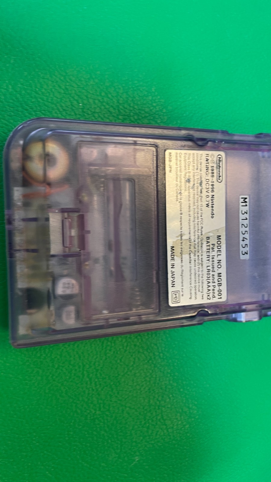 Nintendo GameBoy Pocket Handheld Console Atomic Purple Clear e164