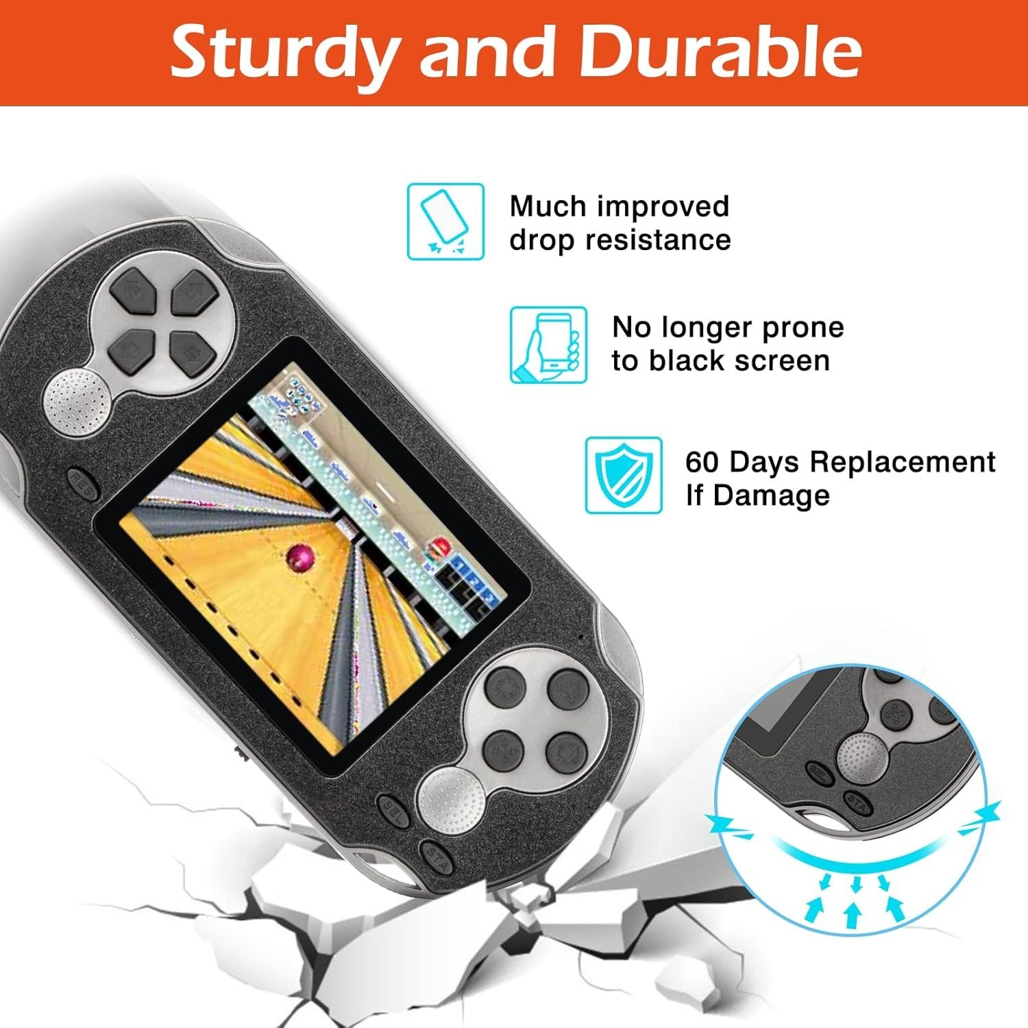 230 Retro HD Games Handheld Console – 3.0” Screen, USB Rechargeable, Black