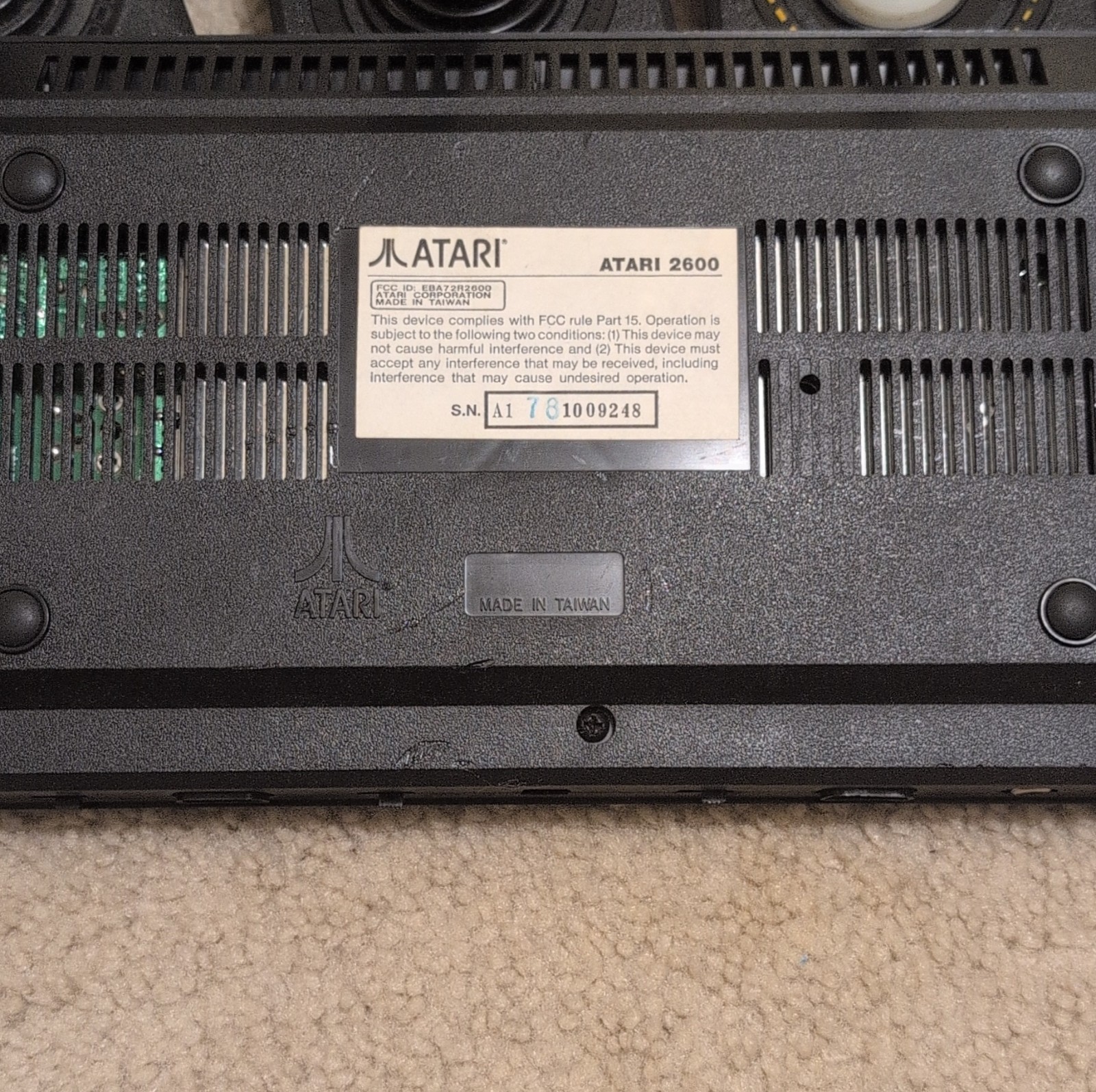 Atari 2600 Black Home Console RF with Joystick & Paddle Controllers (No Power)