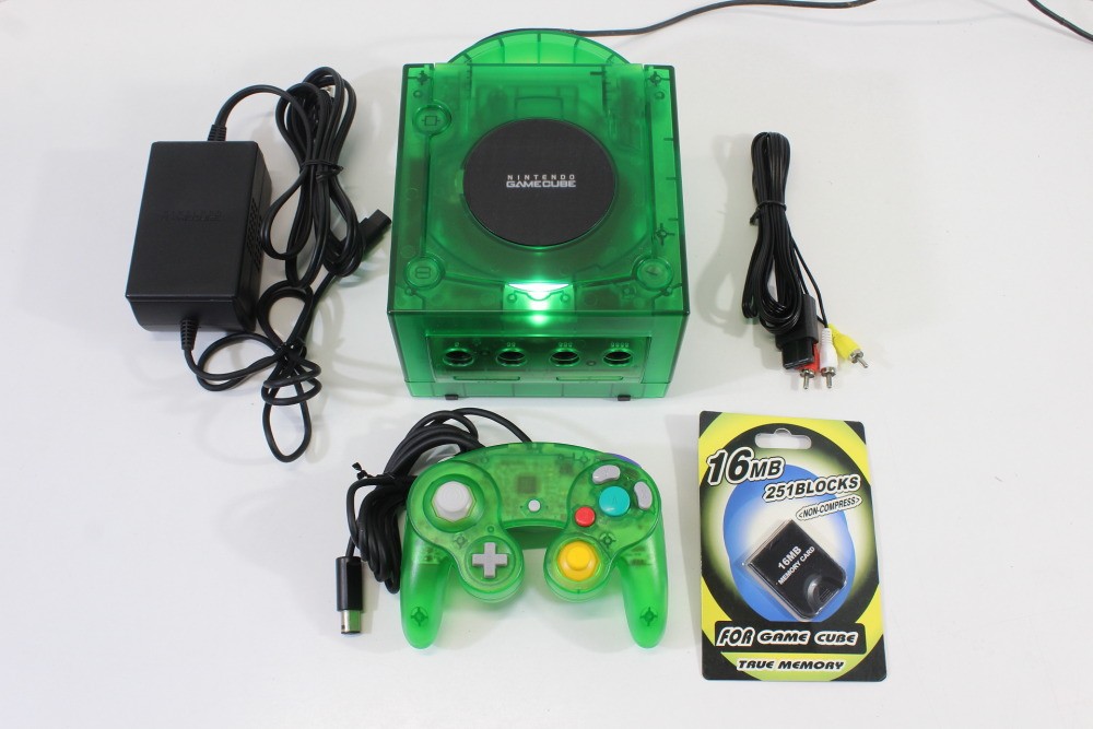 Nintendo Gamecube Clear Dark Green Console Controller AC AV Memory NTSC-U/C US