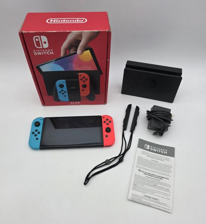 Nintendo Switch OLED Handheld Console 64GB w/ Dock & Joycons, HEG-001, Tested