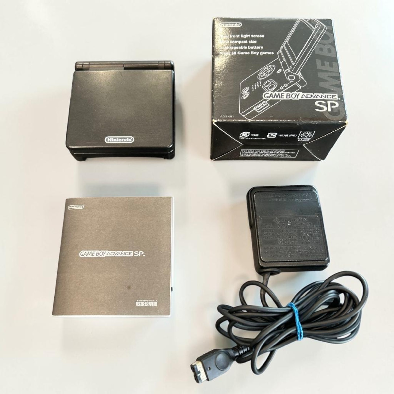 Nintendo Game Boy Advance SP Onyx Black Handheld W/Box Tested Working Used