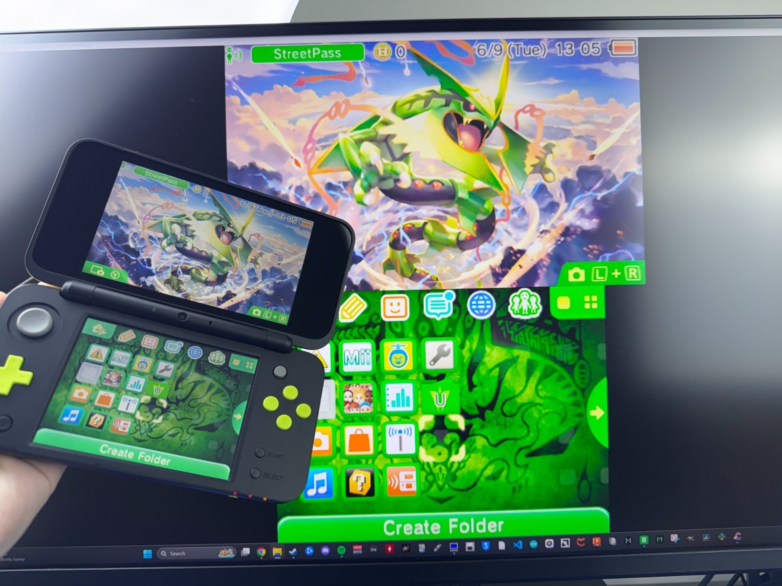 USB-C INBUILT CAPTURE CARD Lime Black New Nintendo 2DS XL Console 128gb REGFREE