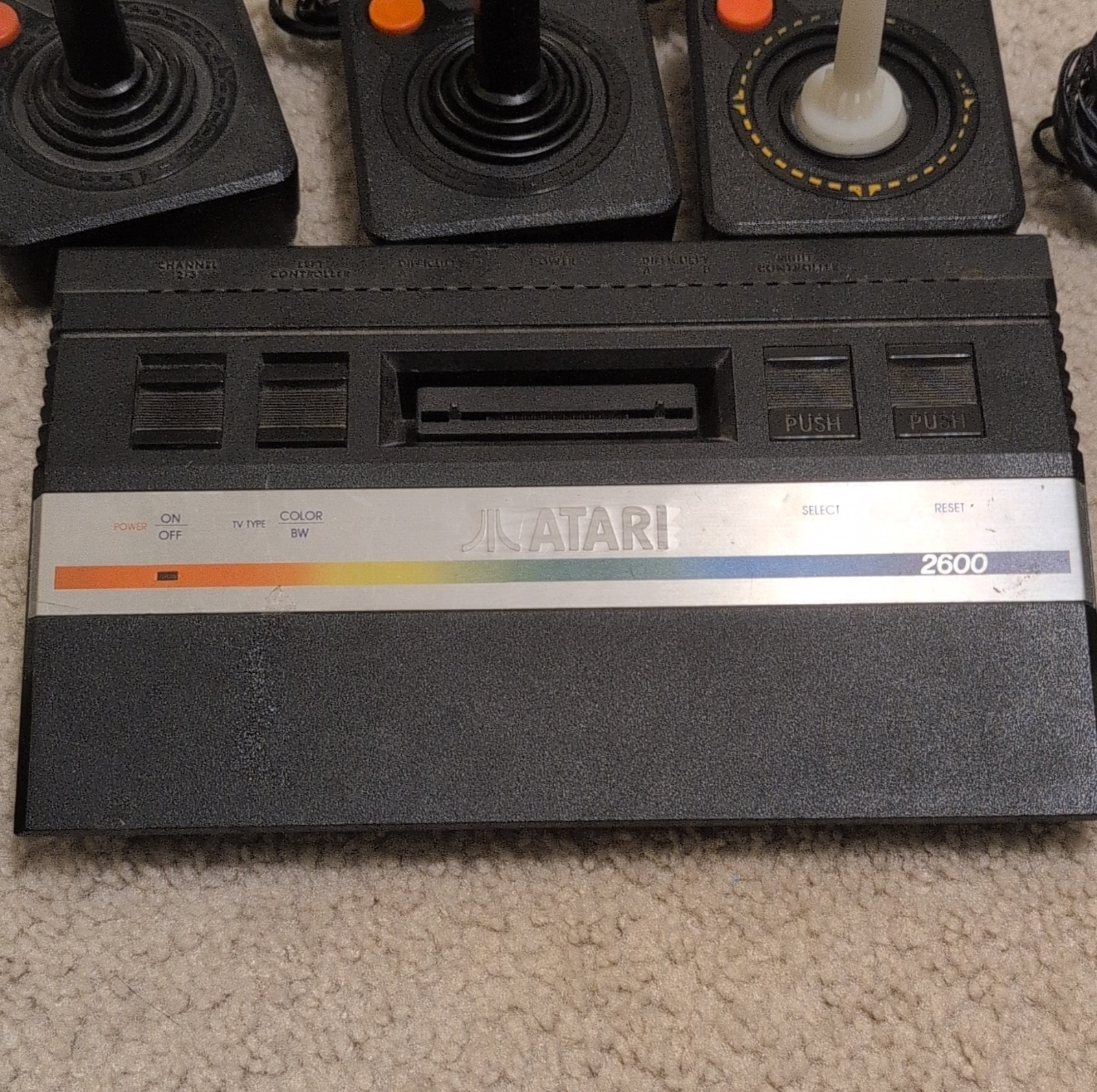 Atari 2600 Black Home Console RF with Joystick & Paddle Controllers (No Power)