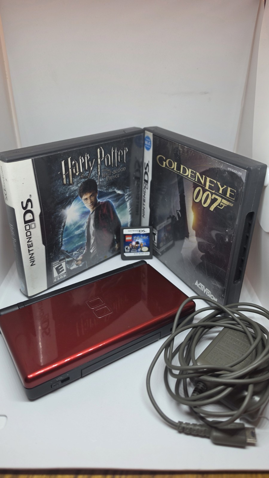 Nintendo DS Lite Crimson Black Bundle GoldenEye 007 Harry Potter