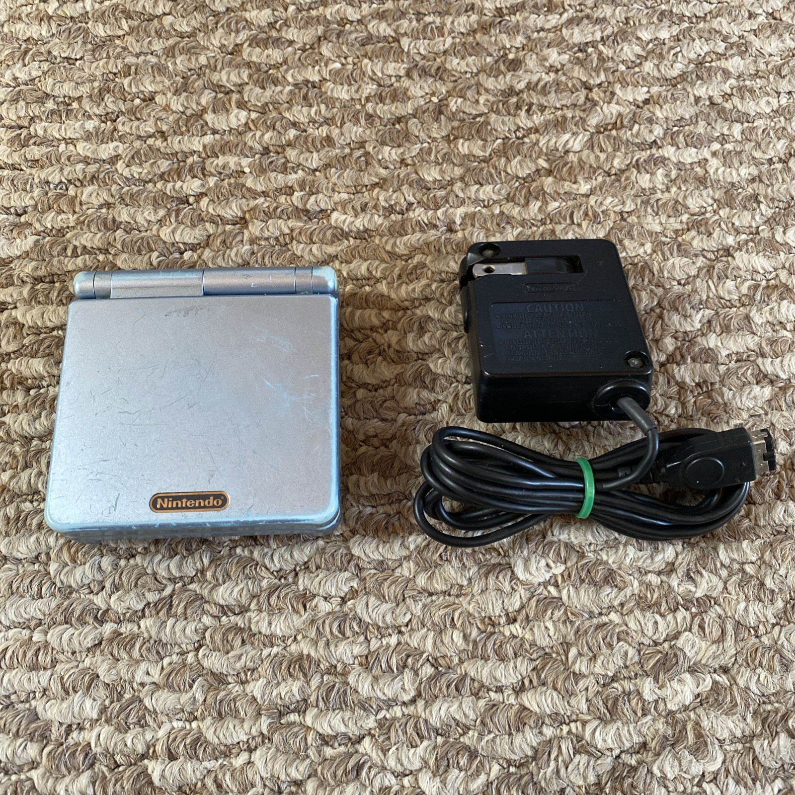 Nintendo Game Boy Advance SP AGS-101 Pearl Blue Handheld Console with Charger