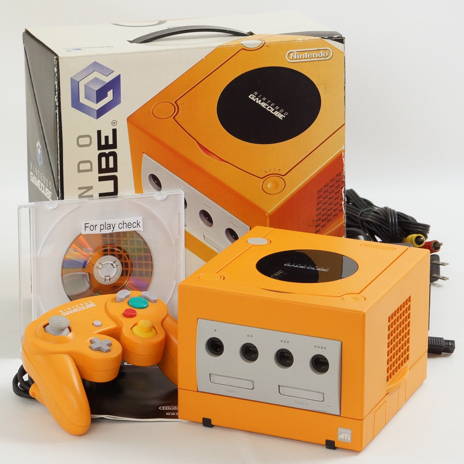 Gamecube Orange Console Boxed DOL-001JP For Japan Game Tested System DN11110503
