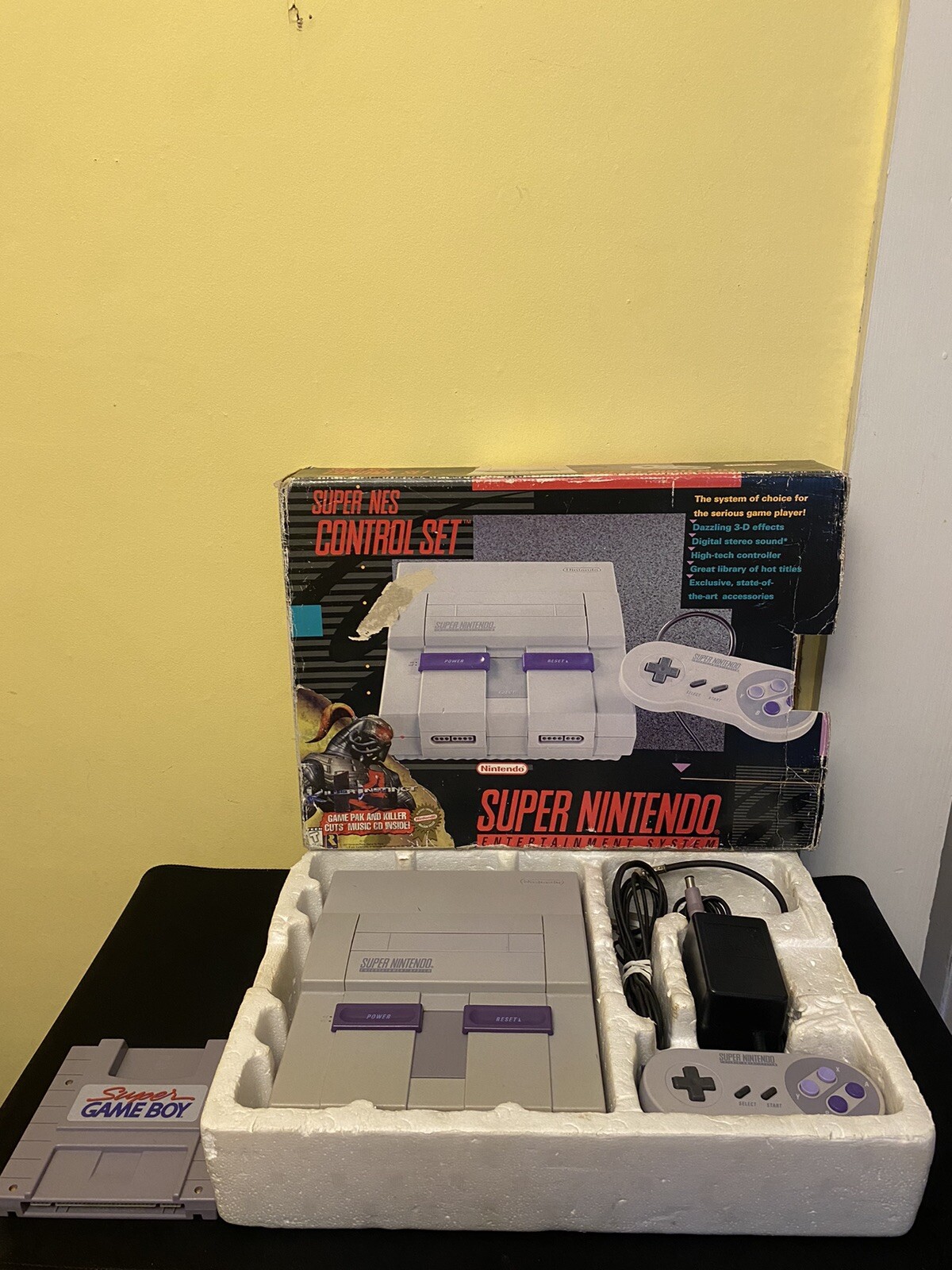 Super Nintendo SNES Control Set System w/ Box & Super Game Boy – READ *TESTED*