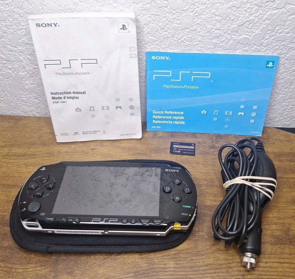 Sony PSP-1001 Console w/ Car Charger, 1GB Card Tested & WORKING NO Battery
