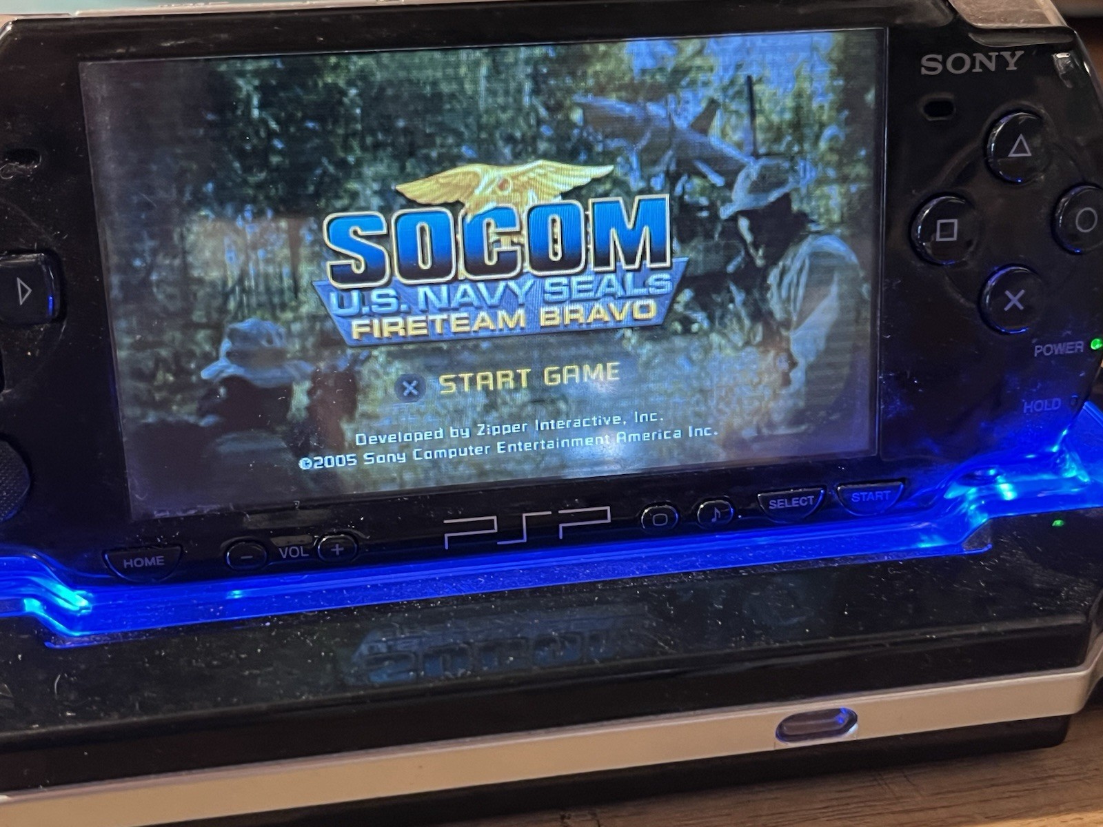 Sony PlayStation Portable PSP PSP-2001, Dock, Socom, No Battery Or Charger Cord