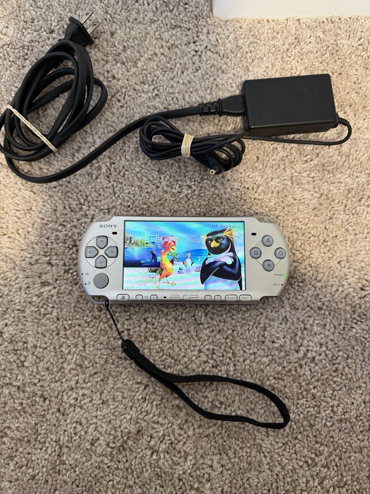 Sony PSP-3001 Portable Mystic Silver Handheld System Tested Works W Movie