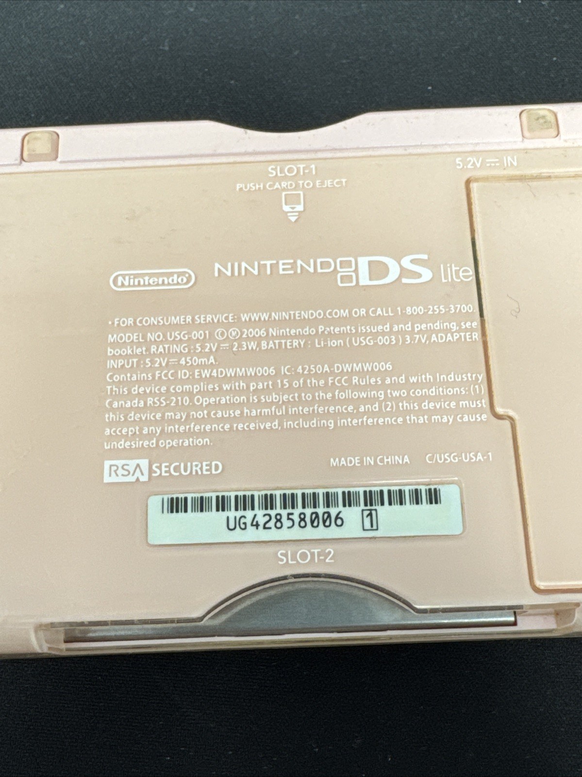 Nintendo DS Lite Pink Handheld Console USG-001 OEM USG-002 Charger, Game, & Case