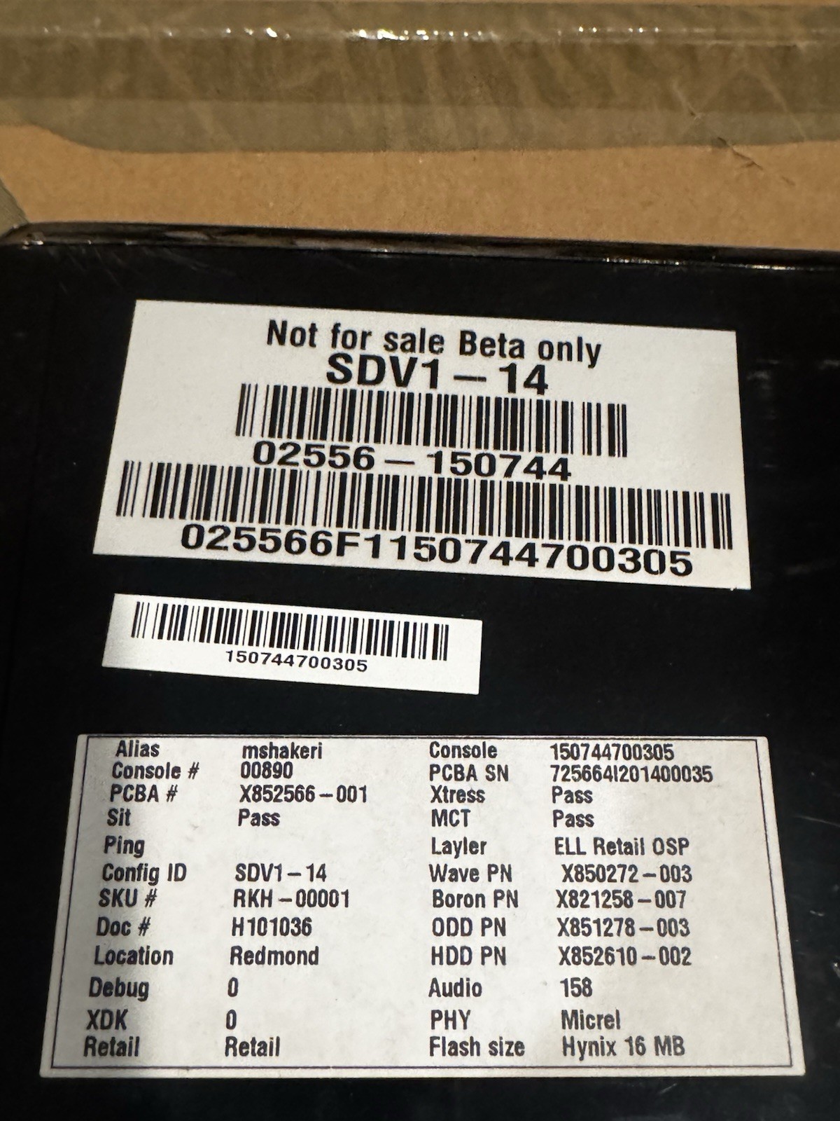 Microsoft Xbox 360 Black Console Beta Unit SDV1-14 NTSC-U/C 1080p
