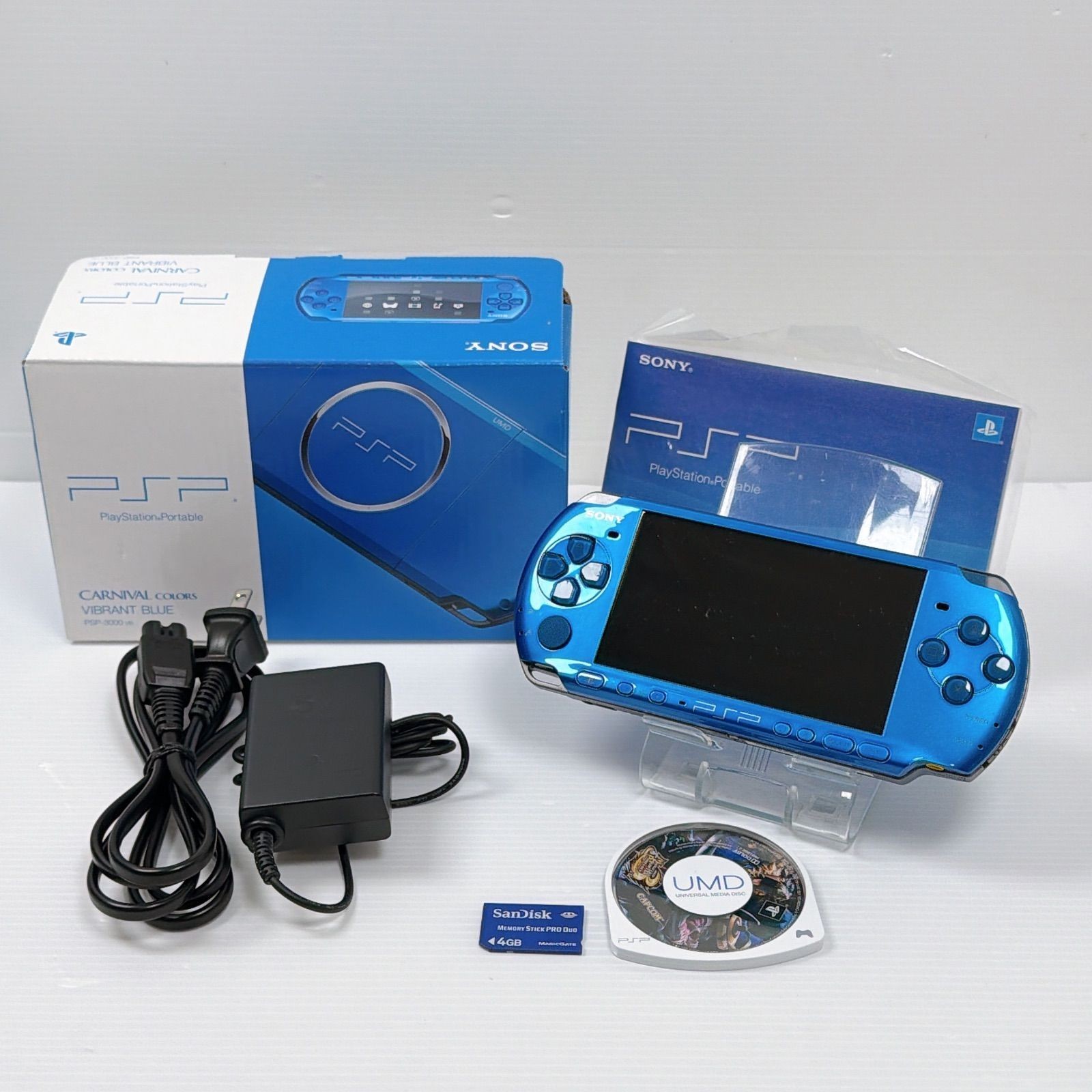Excellent Sony PSP-3000 Vibrant Blue Console CIB