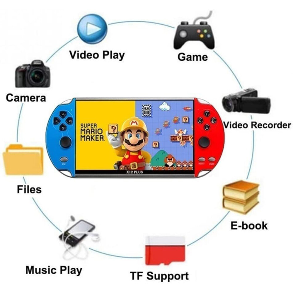 Retro Handheld Games Player X12 Plus Built-in 10000games Portable 7” e-book VX