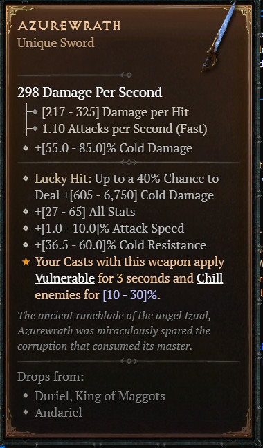 DIABLO 4🔥NEW SEASON🔥‍‍Azurewrath Unique Items