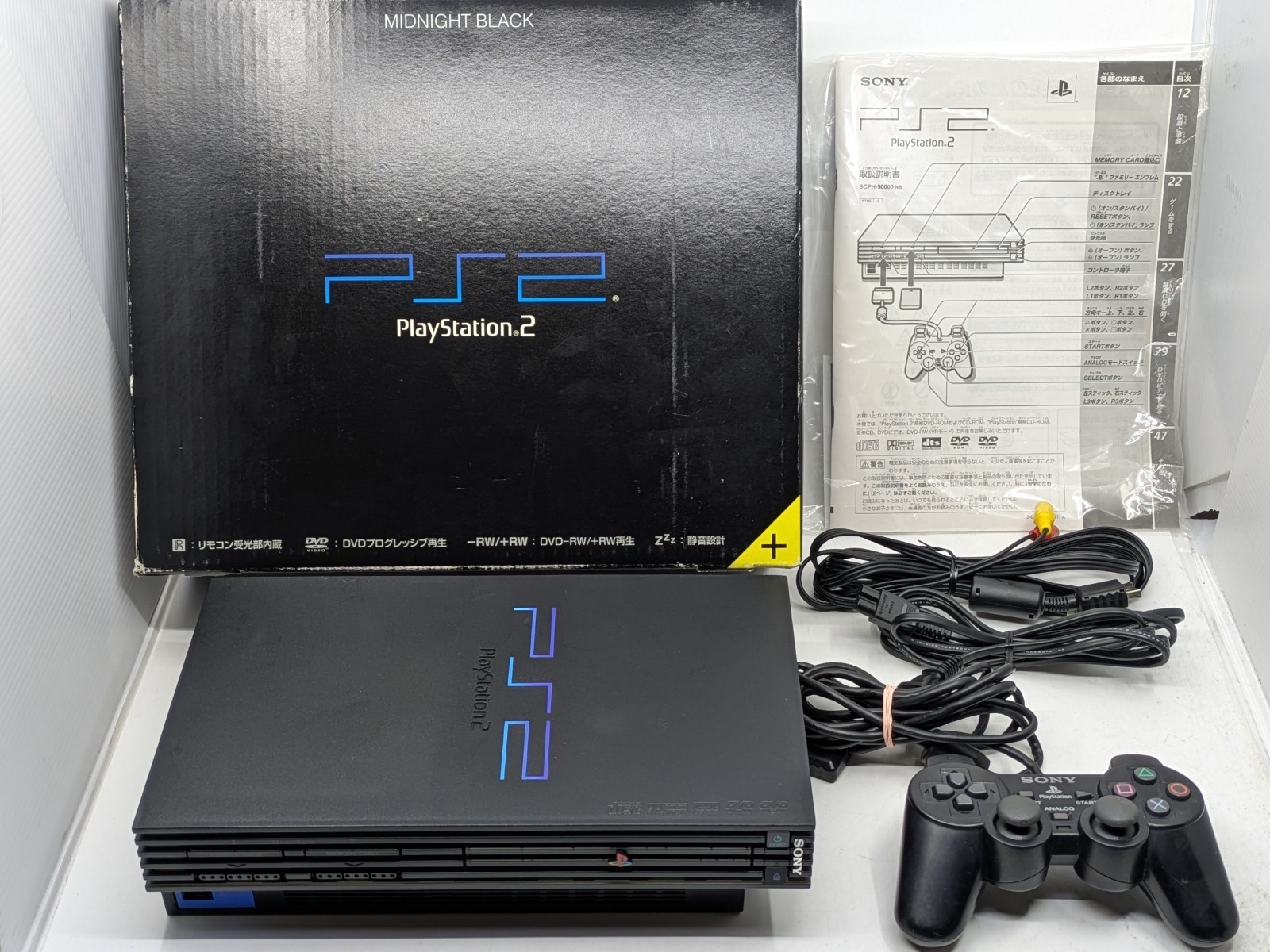 Sony PS2 Midnight Black SCPH-50000NB NTSC-J Console Boxed Tested w/ Controller