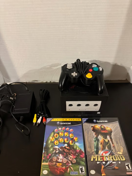 Nintendo GameCube Black DOL-001 Bundle Game Boy Player Metroid Prime Monkey Ball