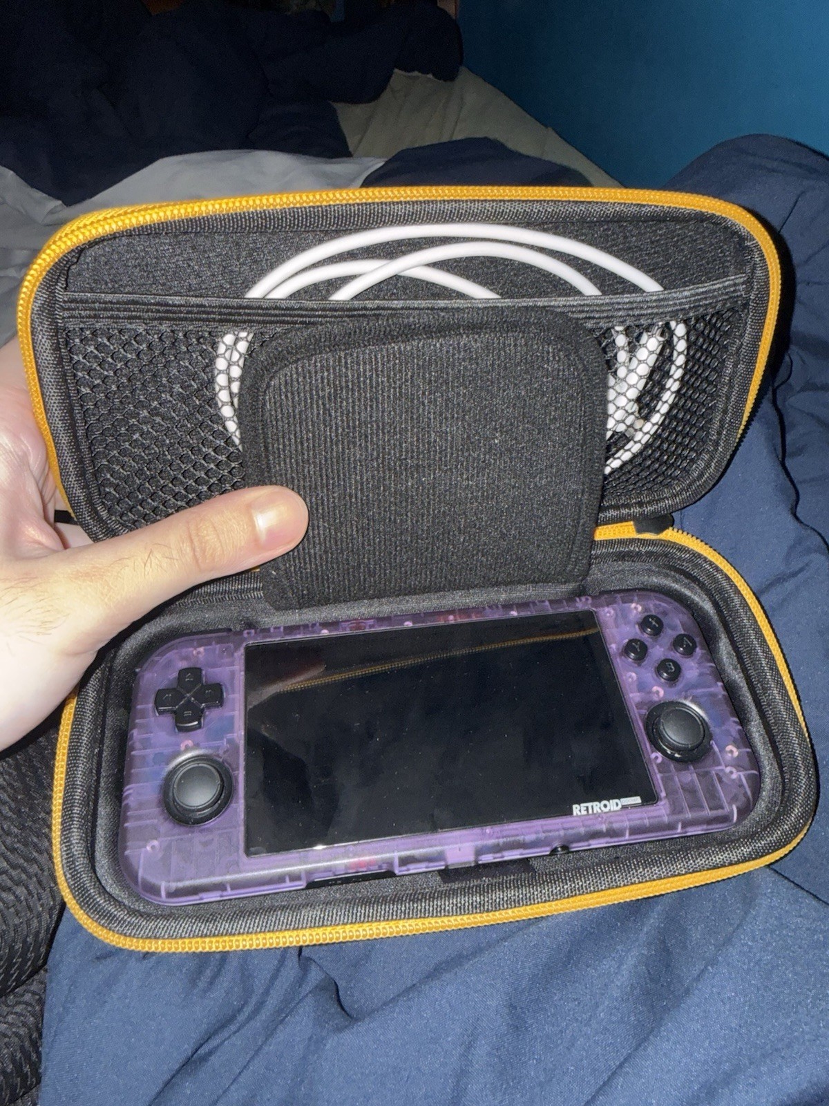 Retroid Pocket 3+ Handheld Gaming Console Purple w 128GB Internal, Case, Cable