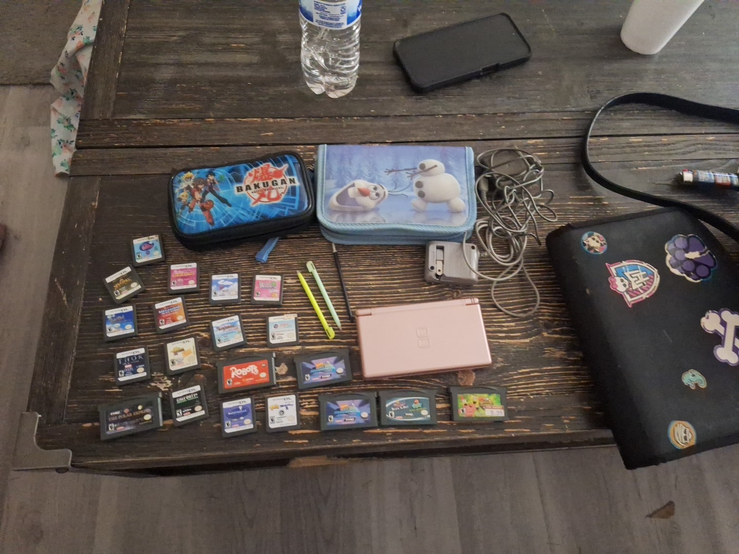 Nintendo DS Rose Gold With Chargers Games 2 Travel Cases Extra Pens