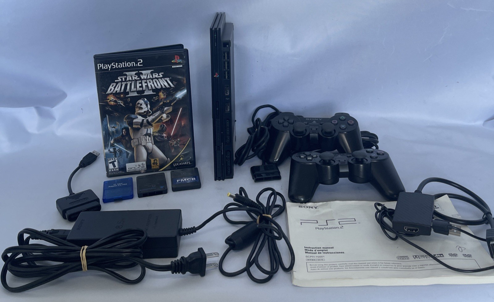 🔥TESTED Sony PlayStation 2 PS2 Slim SCPH-75001 Console System OEM + BUNDLE FMCB