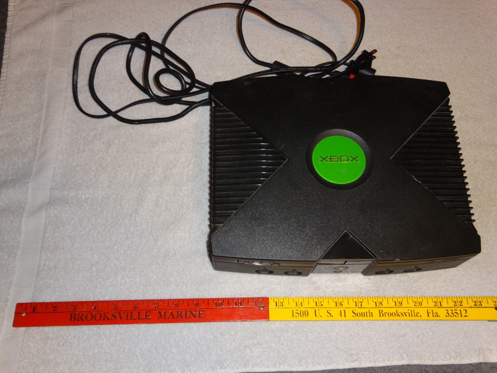Microsoft Xbox console Black + 2 cords as shown in photos untested sold as is!!!
