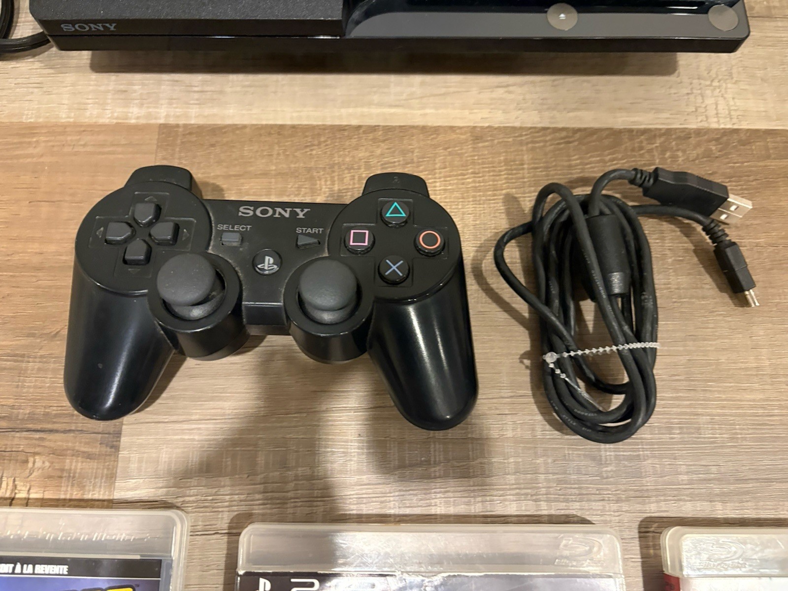 Sony PlayStation PS3 Slim Console CECH-3001A 150GB Controller ,Cords & 6 Games