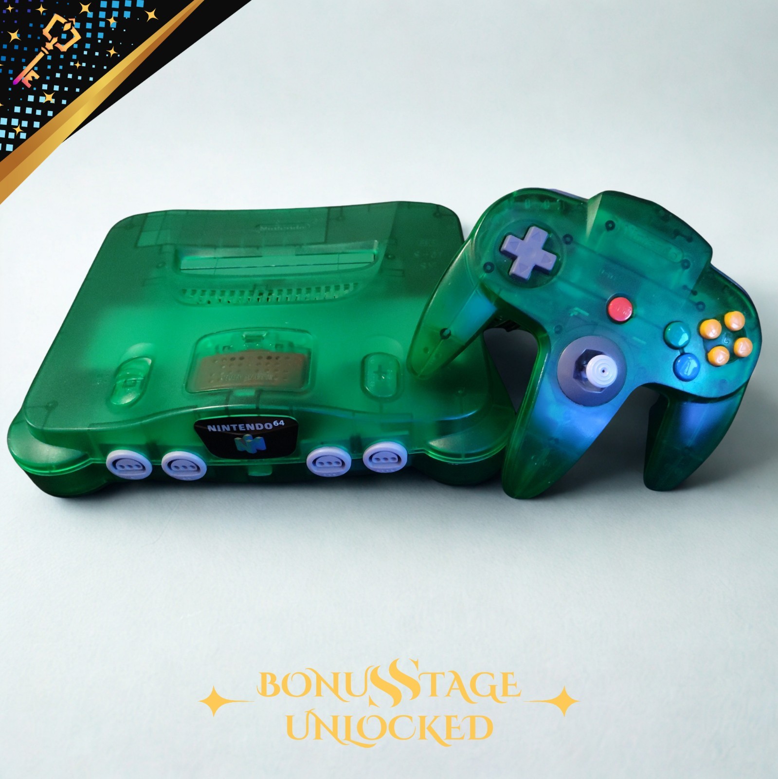 Nintendo 64 Jungle Green Console, Expansion Pak, Power Cord, Cables, Controller