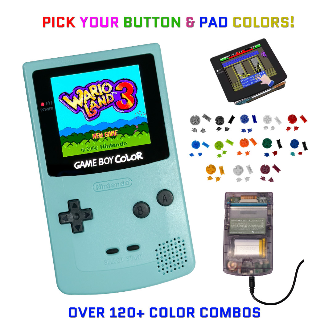 Nintendo Game Boy Color LIGHT BLUE System GBC AMOLED OLED XL Touch LCD Battery