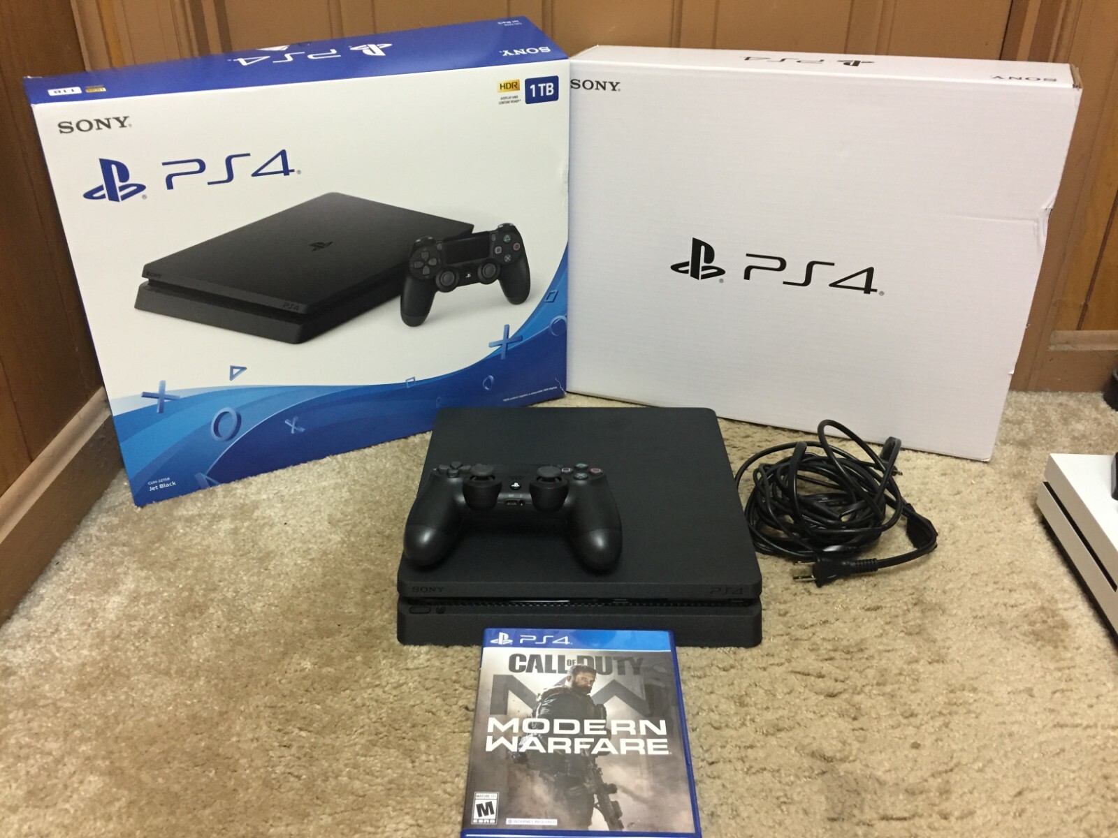Sony PlayStation 4 (PS4) 1TB Slim Console w/ Controller, Box, COD, DL Games MINT
