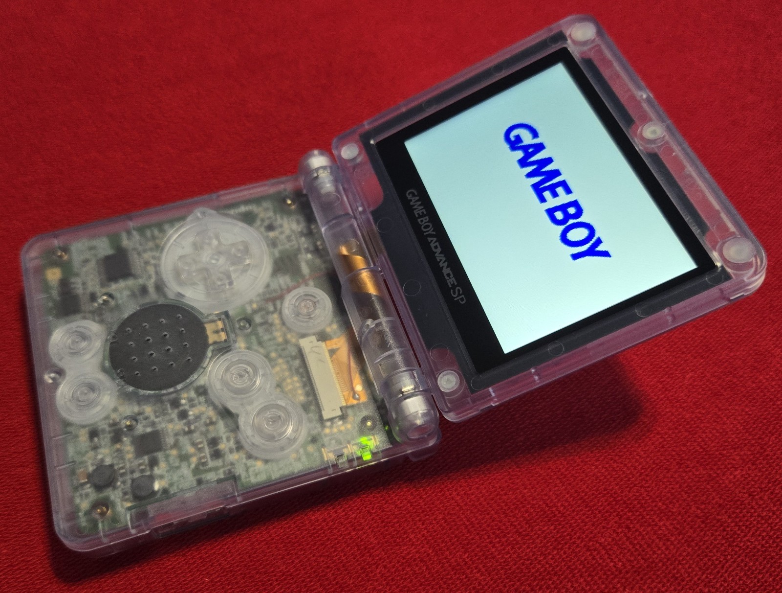 Clear Shell GameBoy Advance SP IPS Bright LCD USB-C Mod New Battery + EXTRAS!