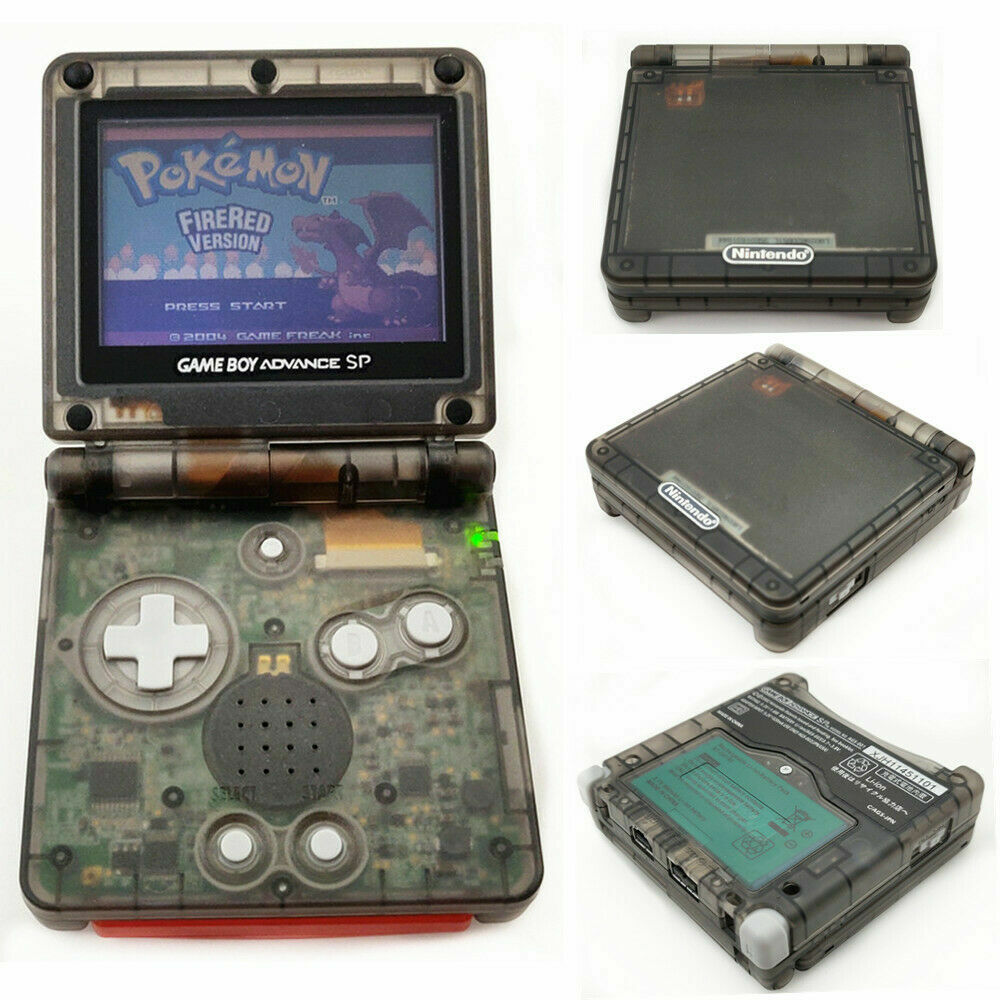 Nintendo Game Boy Advance GBA SP Transparent Clear Black System AGS 001