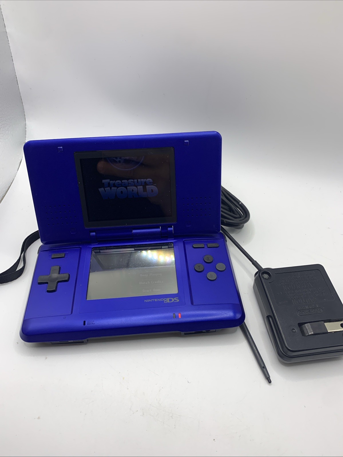 Nintendo Fat DS NTR-001 Console 2004 Blue, Tested Includes Charging Cord & Game
