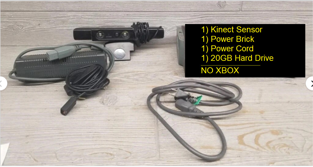 Microsoft Xbox 360 Kinect Sensor, Nyko Magnifier, 20GB Hard Drive, Power Brick