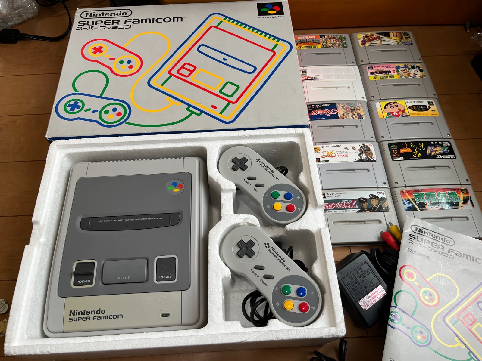 Nintendo Super Famicom Console & 10 Games & BOX & Manual 0523