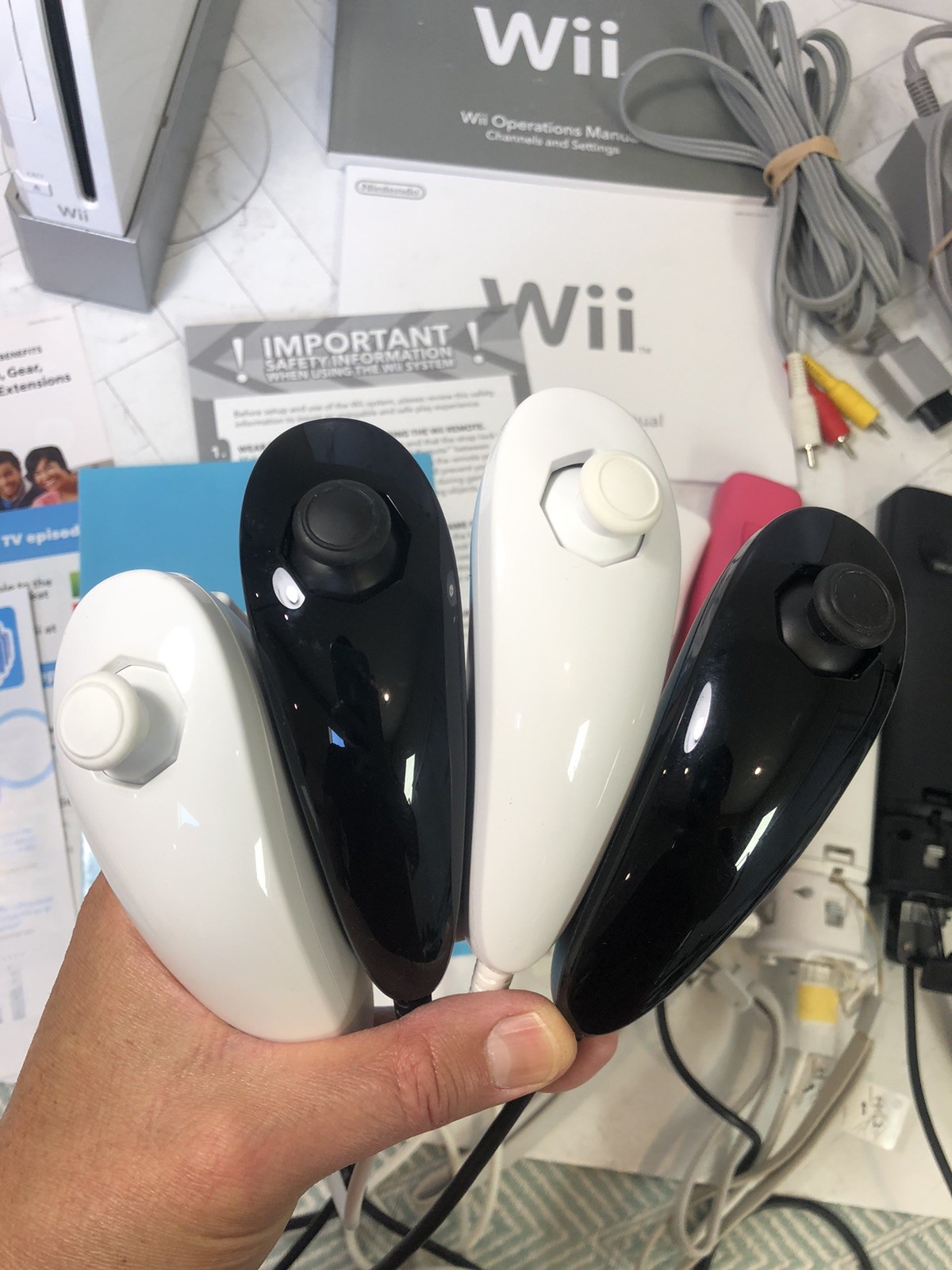 Nintendo Wii Console Bundle w/ 4 Controllers + 4 Motion Plus + 4 Nunchucks OEM!