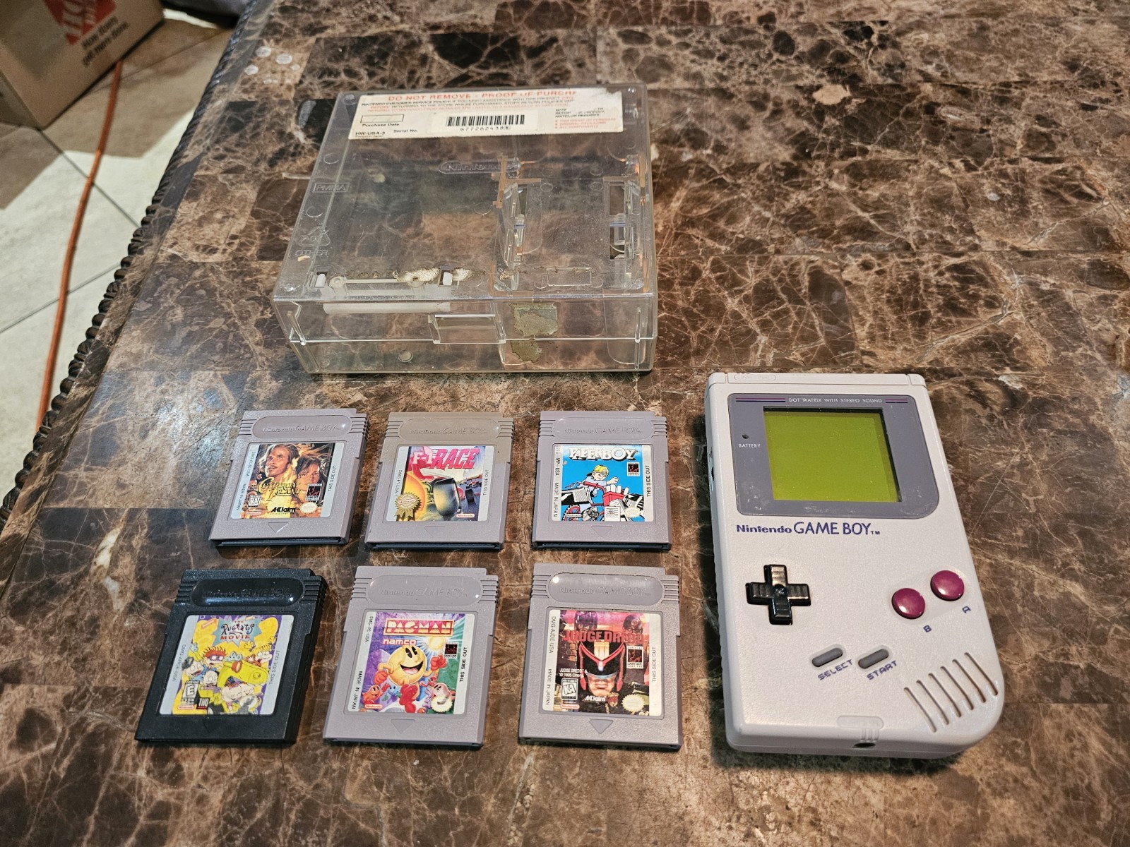 Nintendo GameBoy DMG-01 Console Grey OEM Play It Loud Case 6 Games **See Video**