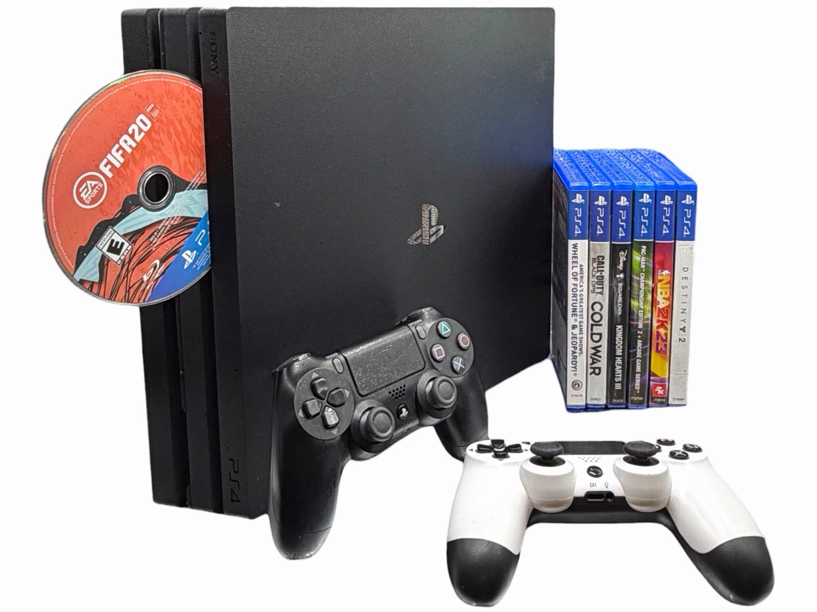 Sony PlayStation 4 Pro PS4 1TB Console w/2 Controller + 7 Games CUH-7215B~Tested