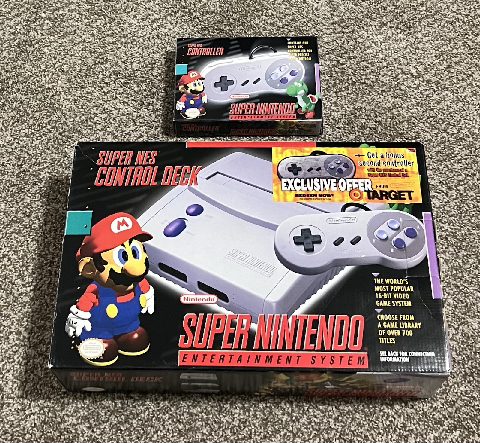 Super Nintendo Jr System Console CIB Bonus Controller Offer Variant Target SNES