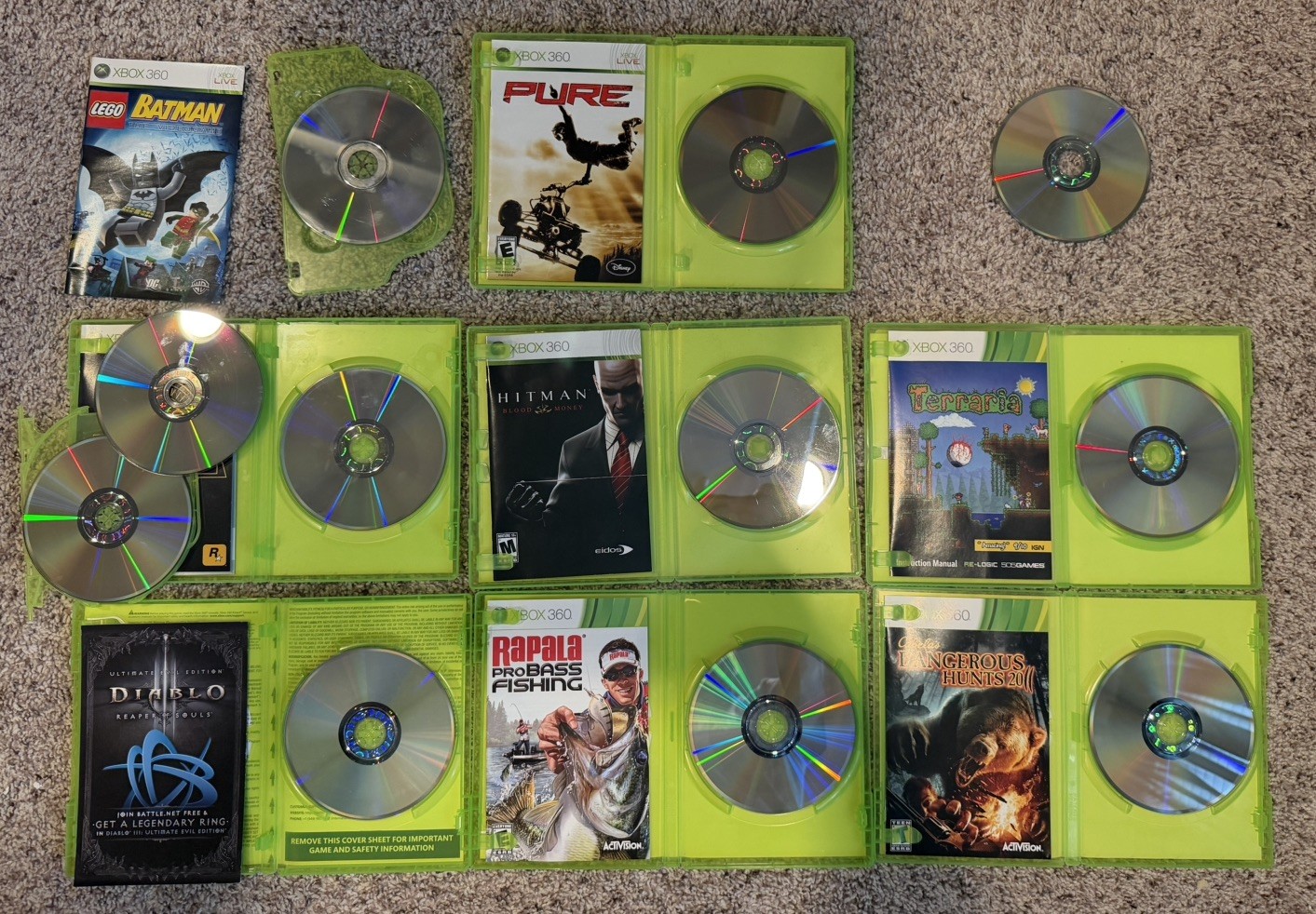 Microsoft Xbox 360 E 20 GB Console Bundle w/ 1 controller & cords and 8 games