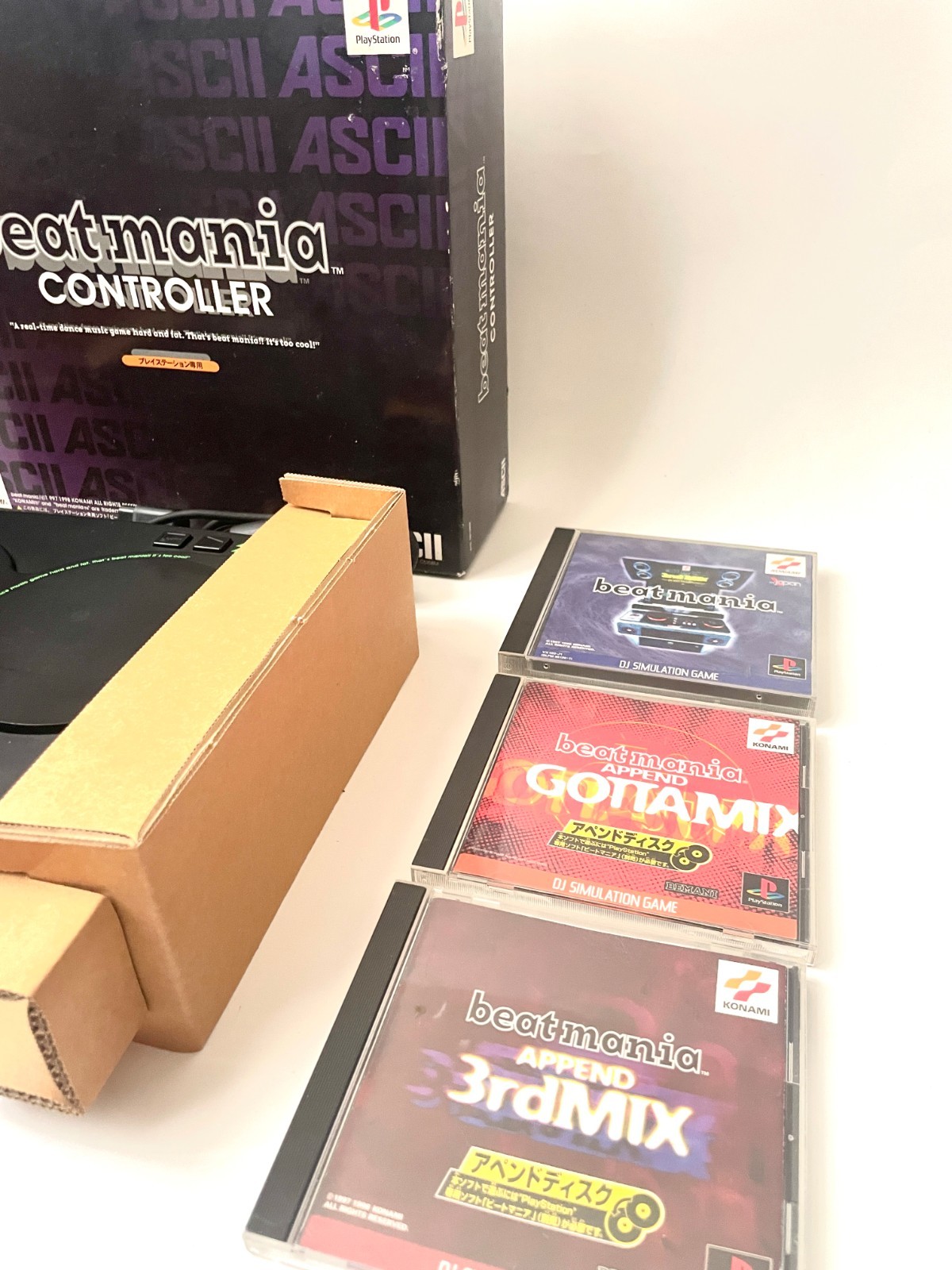 Beatmania Controller ASCII ASC-0515BM PS1 w/Box Beatmania 3 Games Konami Set