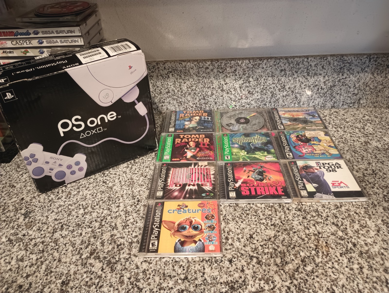Sony PSOne Video Game Console – White (SCPH-101/94015) In box / 10 Games