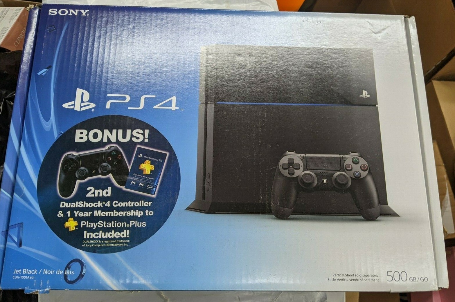 PS4 Sony PlayStation 4 1TB Jet Black Slim Bundle 12mo Plus+Extra controller
