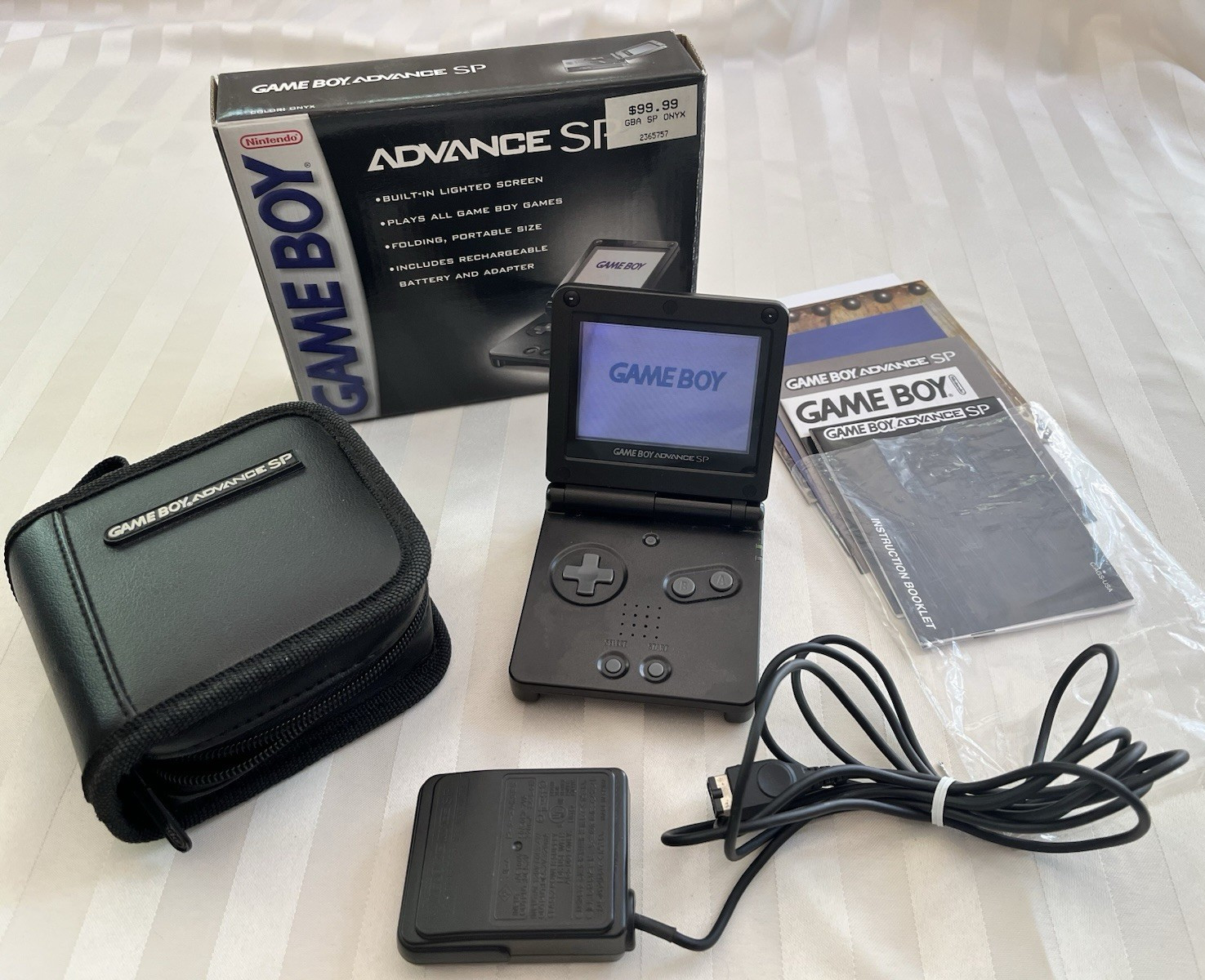 Nintendo Gameboy Advance GBA SP Onyx AGS-001 Tested Complete in Box CIB + Case