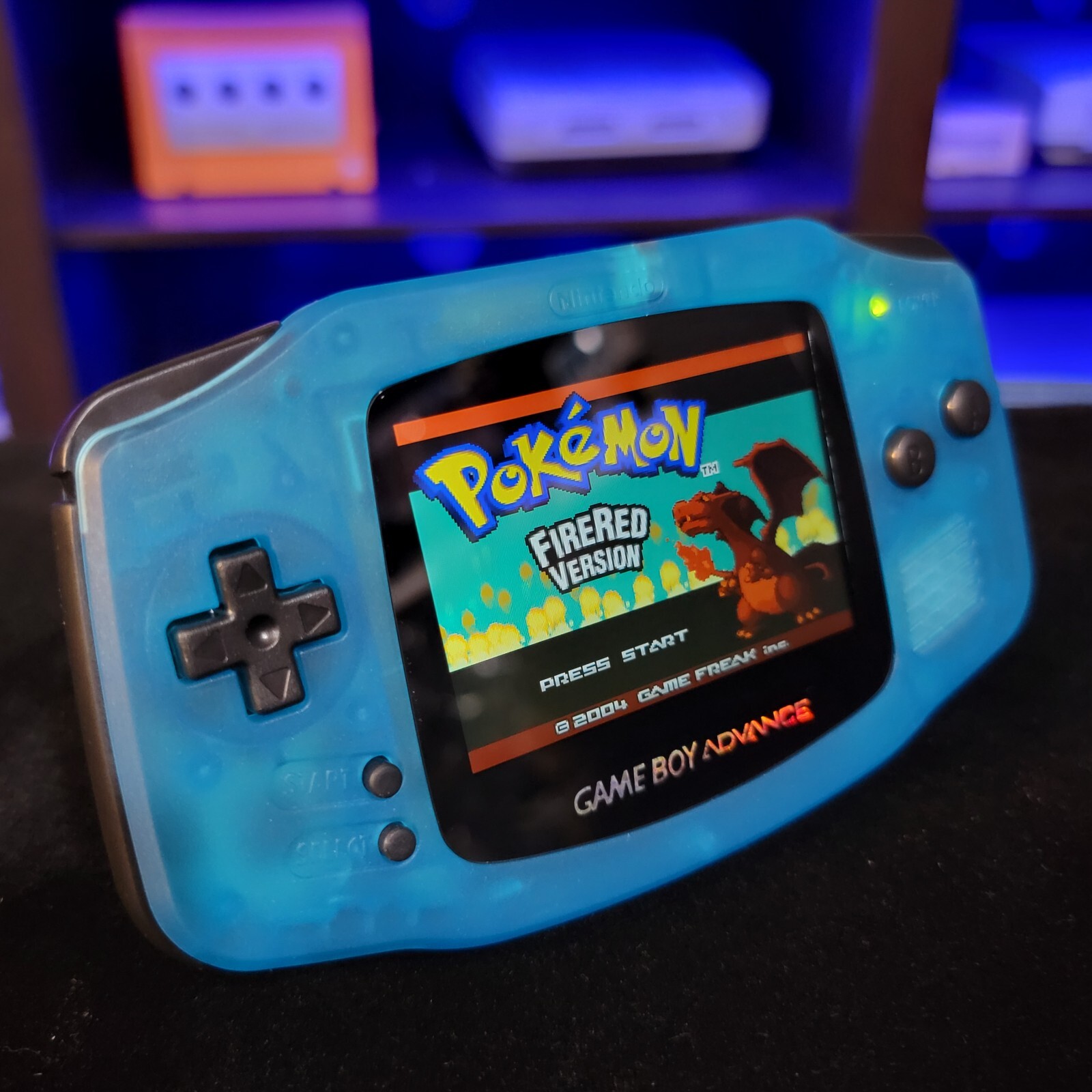 Blue Game Boy Advance GBA Console with iPS V5 Backlight Backlit LCD MOD Console