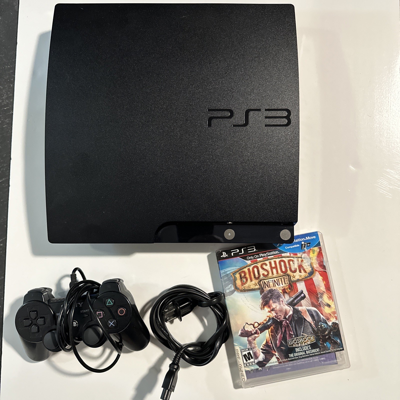 Sony PlayStation 3 PS3 Slim Console 150GB CECH-2501A Black PS3 Controller .Game