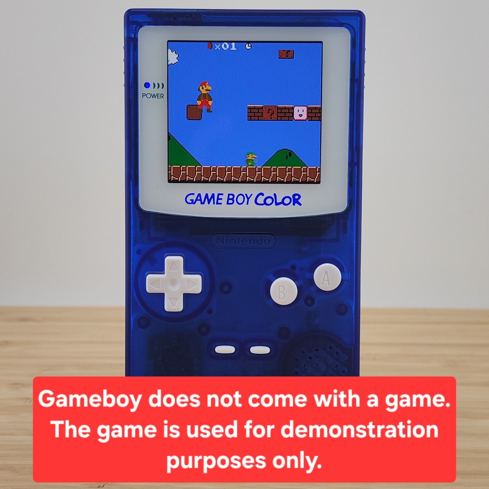 Gameboy Color, OLED Touch Screen, Clear Blue Shell Game Boy GBC, Power LED Swap